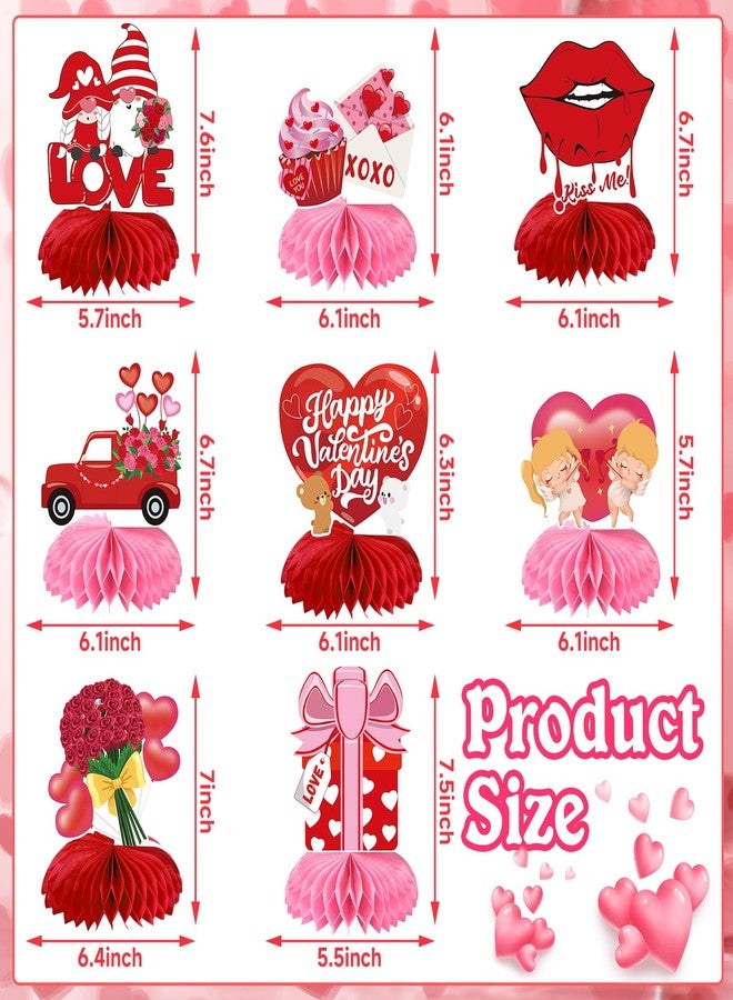 JULMELON Valentines Table Decorations Honeycomb Centerpiece, 8pcs Valentines Day Centerpieces for Tables 3D Valentines Day Table Decor Heart Table Toppers for Valentines Party Decorations - Image 2