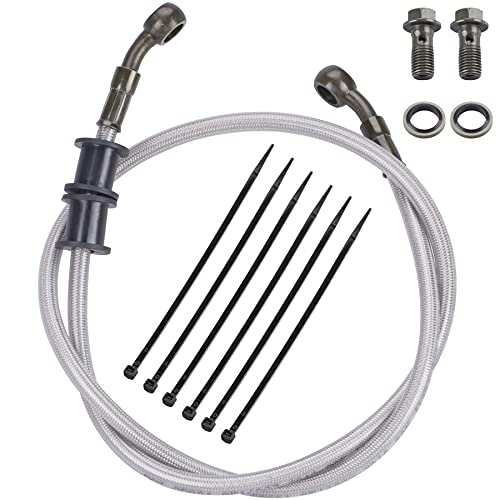 MWMNUN Silver Motorcycle Braided Steel Brake Clutch Oil Hoses Line Pipe Pipe for ATV Pit Dirt Bike Go Kart (Oil Hose Length 90cm) - Image 1