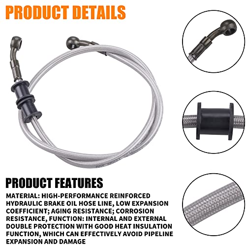 MWMNUN Silver Motorcycle Braided Steel Brake Clutch Oil Hoses Line Pipe Pipe for ATV Pit Dirt Bike Go Kart (Oil Hose Length 90cm) - Image 4