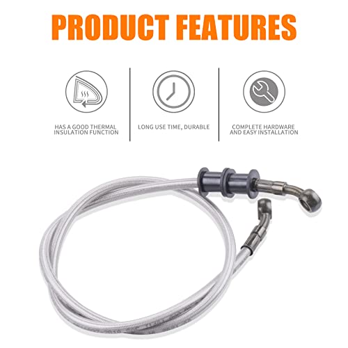 MWMNUN Silver Motorcycle Braided Steel Brake Clutch Oil Hoses Line Pipe Pipe for ATV Pit Dirt Bike Go Kart (Oil Hose Length 90cm) - Image 5