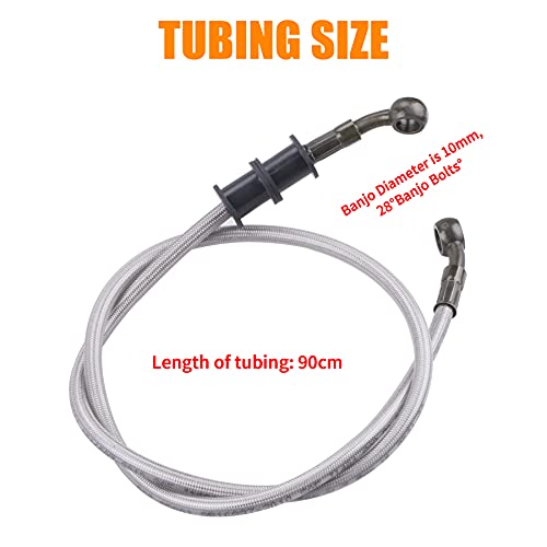 MWMNUN Silver Motorcycle Braided Steel Brake Clutch Oil Hoses Line Pipe Pipe for ATV Pit Dirt Bike Go Kart (Oil Hose Length 90cm) - Image 2