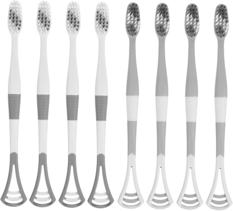 VALICLUD 8pcs Blue Silicone Toothbrush with Tongue Scraper Gentle Gum Care Kit for Adults Travel Use - Image 1