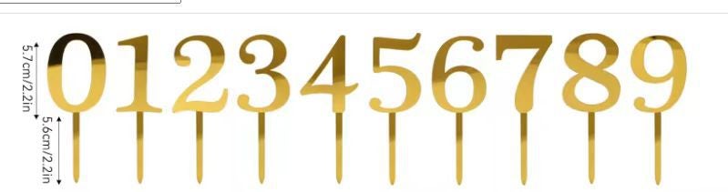 10-Pack Acrylic Number Birthday Cake Toppers Style 2 digital 0-9 mixed (custom) Style 2 digital 0-9 mixed (custom)