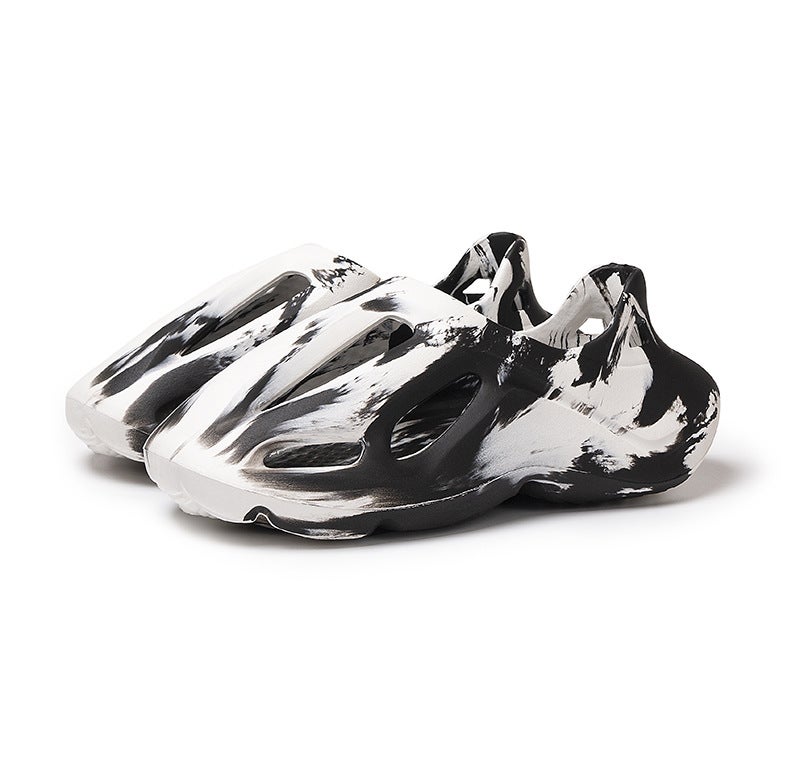 Explosive Breathable Hole Shoes Stomp Feeling Summer Coconut Shoes Mens Odor-proof EVA Casual Sandals Shoes for Men and Women2351-1 Black and White 2351-1 Black and White 