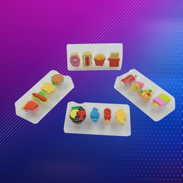 Yanmai Food-Themed Eraser Set – Fun Assorted Mini Erasers for Kids & Students – Includes Pizza, Ice Cream, Soda & More – Perfect for School, Party Favors & Gifts - Image 4