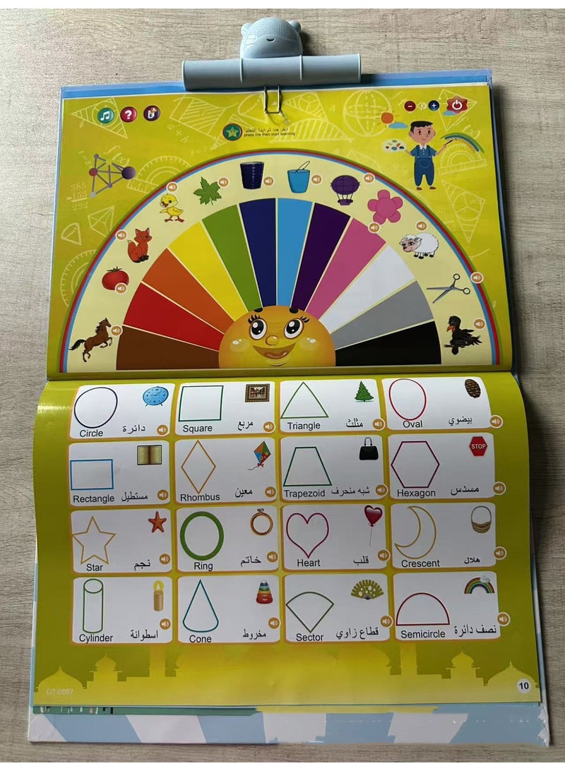 HALAMODO Arabic Talking Wall Chart | Kids Educational Learning Poster | Arabic/English Bilingual Enlightenment | Numbers+Animals+Vehicles Recognition | ABS Eco-Friendly Material | Waterproof & Tear-Resistant | Touch & Learn | Early Education Essential | Parent-Child Interactive Toy | Cognitive Development - Image 4