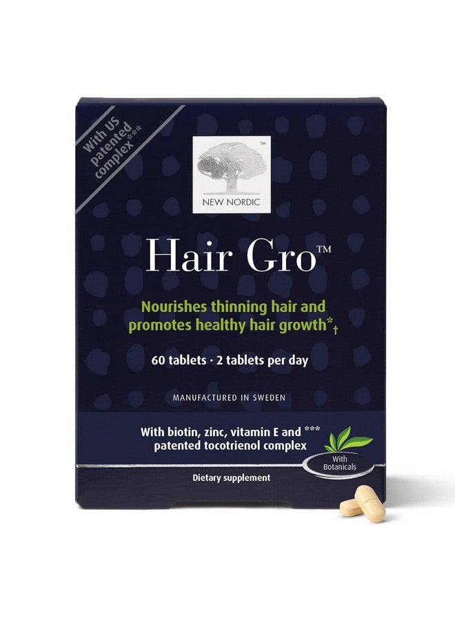 NEW NORDIC Hair GRO, Hair Growth Supplement, Biotin & Palm Fruit Extract Tocotrienols for Natural Regrowth, 60 Count (Pack of 1) - Image 1