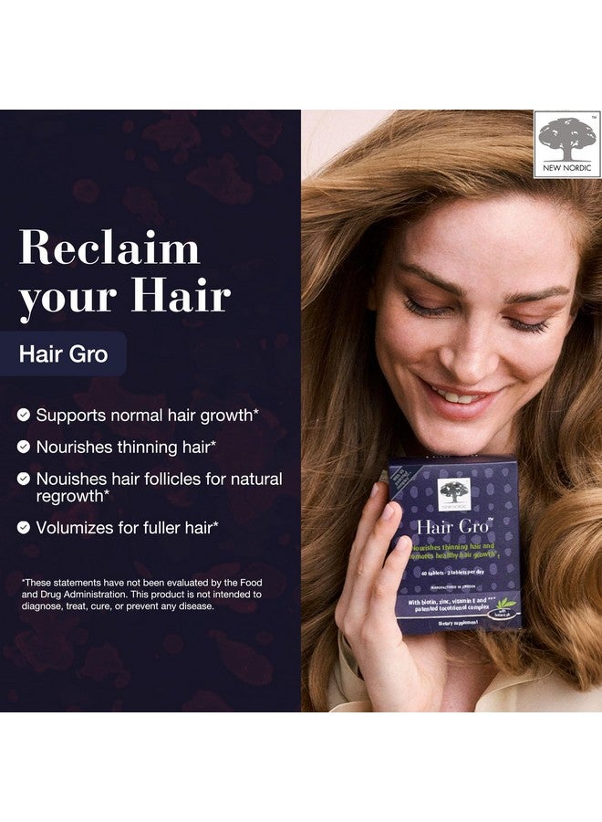 NEW NORDIC Hair GRO, Hair Growth Supplement, Biotin & Palm Fruit Extract Tocotrienols for Natural Regrowth, 60 Count (Pack of 1) - Image 2