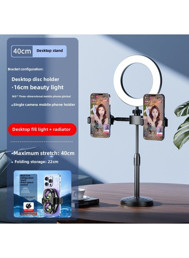 Live Broadcast] Mobile Phone Radiator Cooling Semiconductor Refrigeration Ultra-quiet Ice-sealed Back Clip Integrated Wholesale-Color:[flagship Anchor] Dual-core Overclocking Cooling❄Three-stop Digital Display + Fill Light Bracket - Image 1