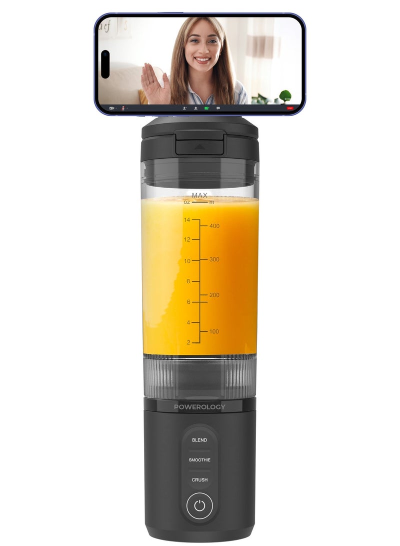 Powerology MagBlend Portable Blender with 6-Blade Design & USB-C Rechargeable / Magnetic Phone Holder / Fist To Car Cup Holders / Sharp Steel Blades / Multi Mode Blending / 180W Powerful Motor - Black - Image 1
