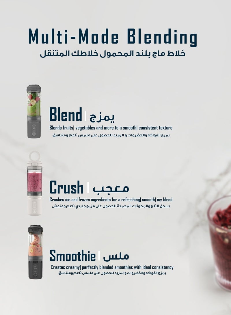 Powerology MagBlend Portable Blender with 6-Blade Design & USB-C Rechargeable / Magnetic Phone Holder / Fist To Car Cup Holders / Sharp Steel Blades / Multi Mode Blending / 180W Powerful Motor - Black - Image 5