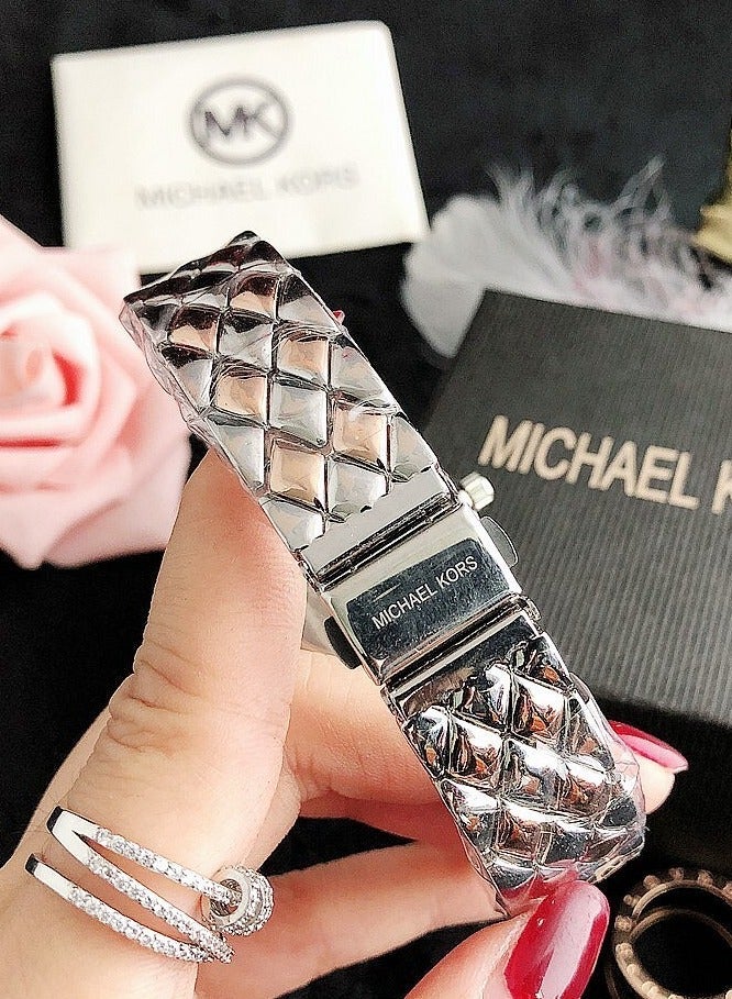 MK Michael Kors Watch for Women Rose Gold Tone with Crystal Pave Bezel and Roman Numerals - Image 3