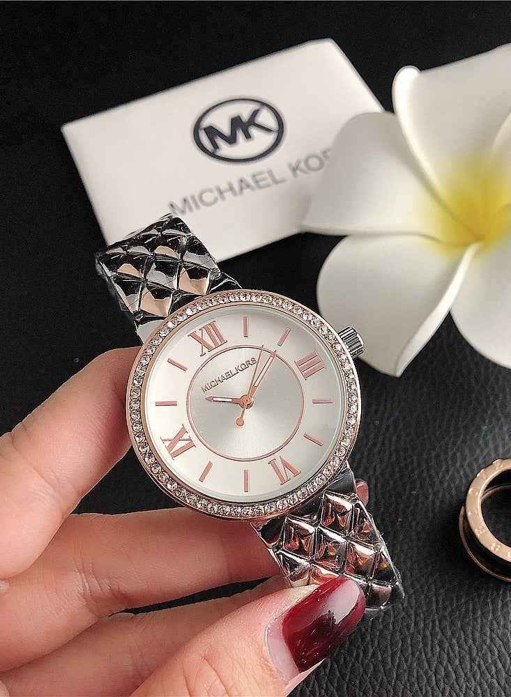 MK Michael Kors Watch for Women Rose Gold Tone with Crystal Pave Bezel and Roman Numerals - Image 2