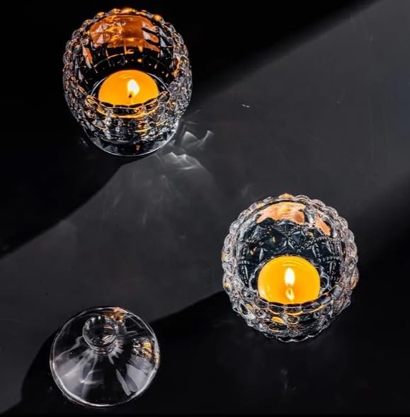 Hatanu Mall Hatanu Mall Crystal Glass Candy Lotus Shape jar Serving Bowl with Tray Set of 3 Piece Clear Multi Design  - Image 4