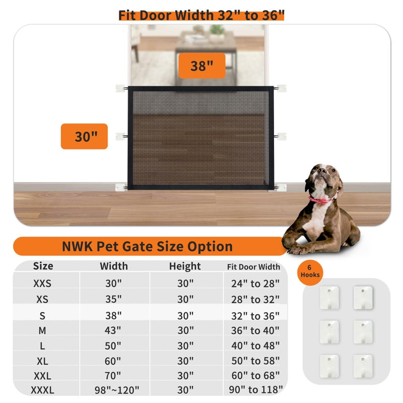 NWK Magic Dog Gate for Stairs Pet Gate for The House Providing a Safe Enclosure for Pets to Play and Rest, 6 Hooks Design (38'' X 30'') - Image 2