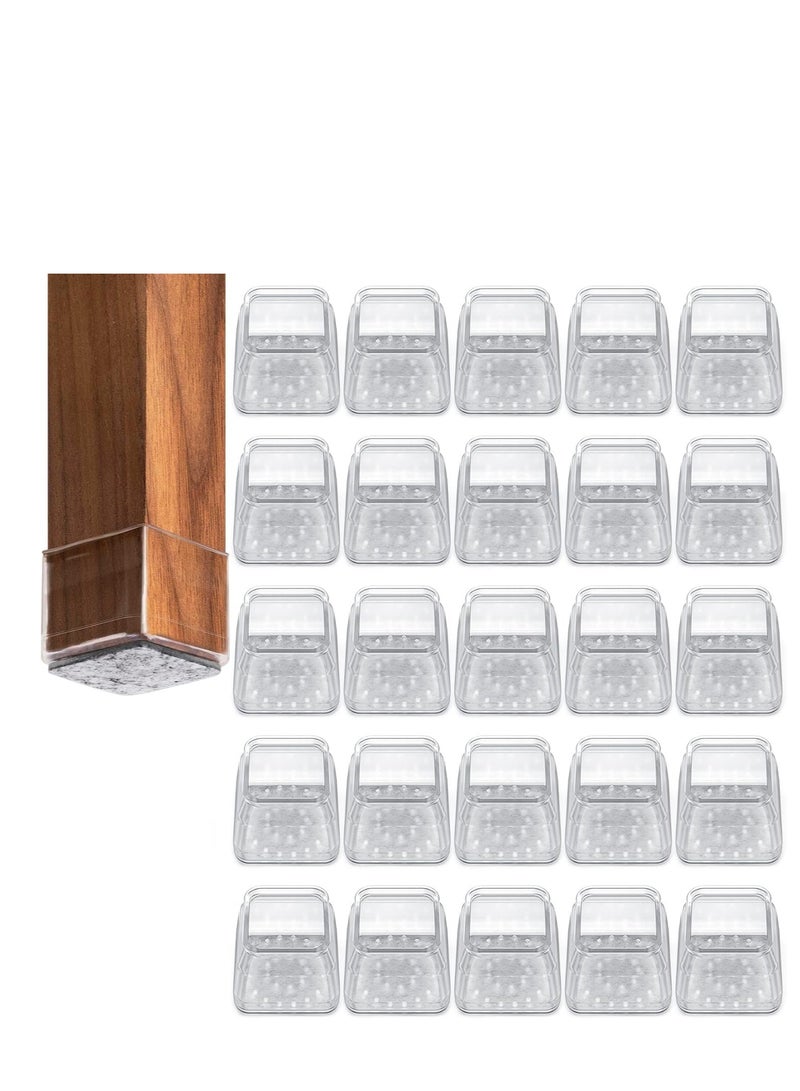 Barakah Chair Leg Floor Protectors Furniture Pads Square for Hardwood Floors Furniture Sliders for Chair Legs Rectangle Floor Protectors for Chairs Silicone Chair Leg Caps Cover 25pcs - Image 1
