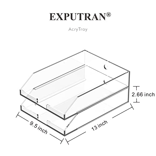 EXPUTRAN (2pcs Pack) Stackable Clear Acrylic Paper Trays, Desk File Organizer, A4 Paper Holder, Letter Tray - Image 4