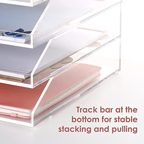 EXPUTRAN (2pcs Pack) Stackable Clear Acrylic Paper Trays, Desk File Organizer, A4 Paper Holder, Letter Tray - Image 5