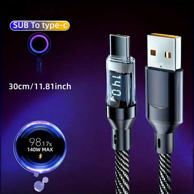 Upgraded 140W USB C Fast Charging Cable 200cm Digital Display for Xiaomi Samsung Huawei - Image 5