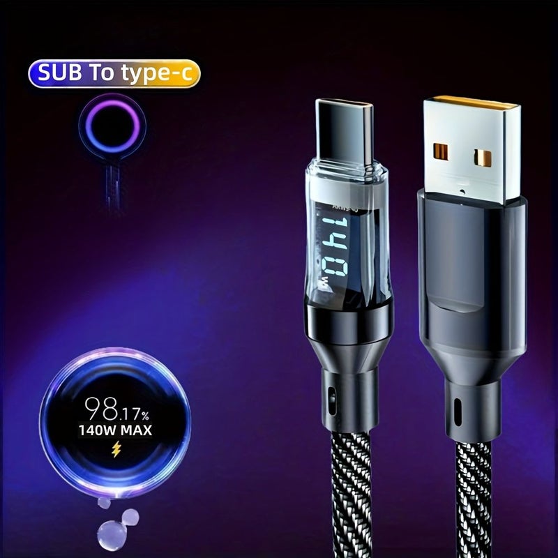 Upgraded 140W USB C Fast Charging Cable 200cm Digital Display for Xiaomi Samsung Huawei - Image 2