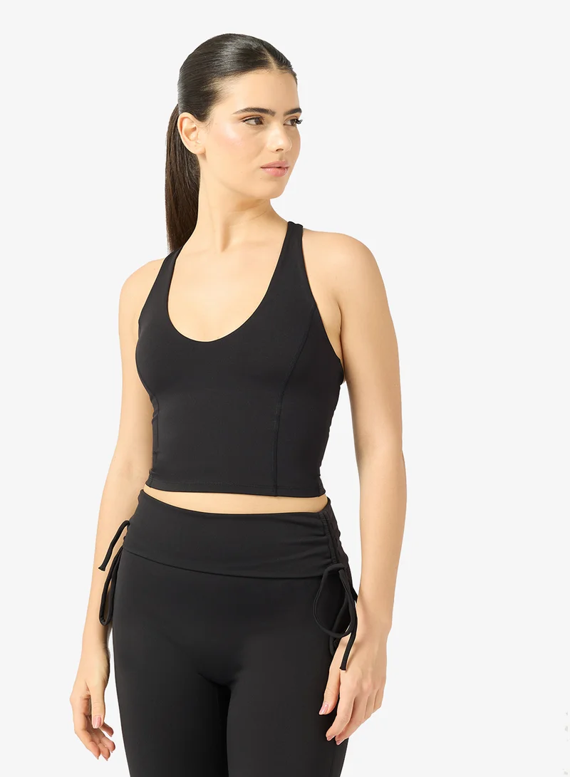 FRWD Halter Neck Vest & Foldover Waist Flared Leggings Set