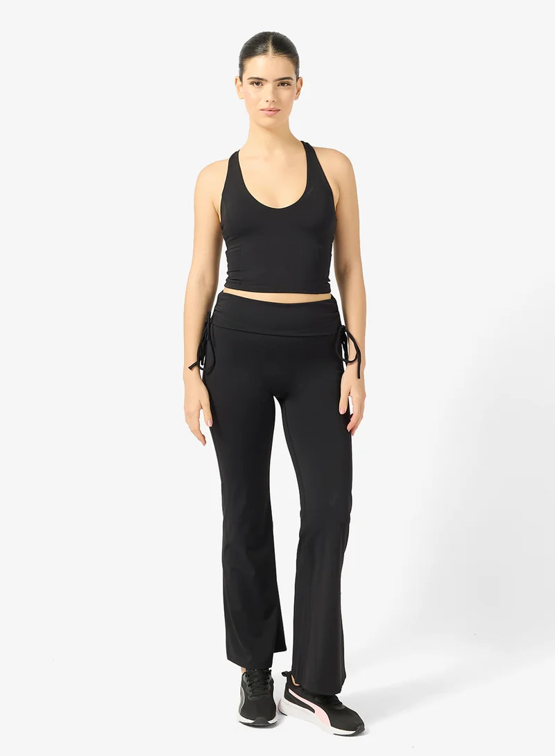 FRWD Halter Neck Vest & Foldover Waist Flared Leggings Set
