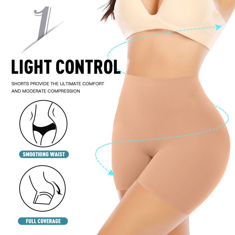 Werena Seamless Shaping Boyshorts Panties for Women Slip Shorts Under Dress Shapewear Shorts Tummy Control Underwear (#1 Brown Shorts-6, Medium) - Image 3