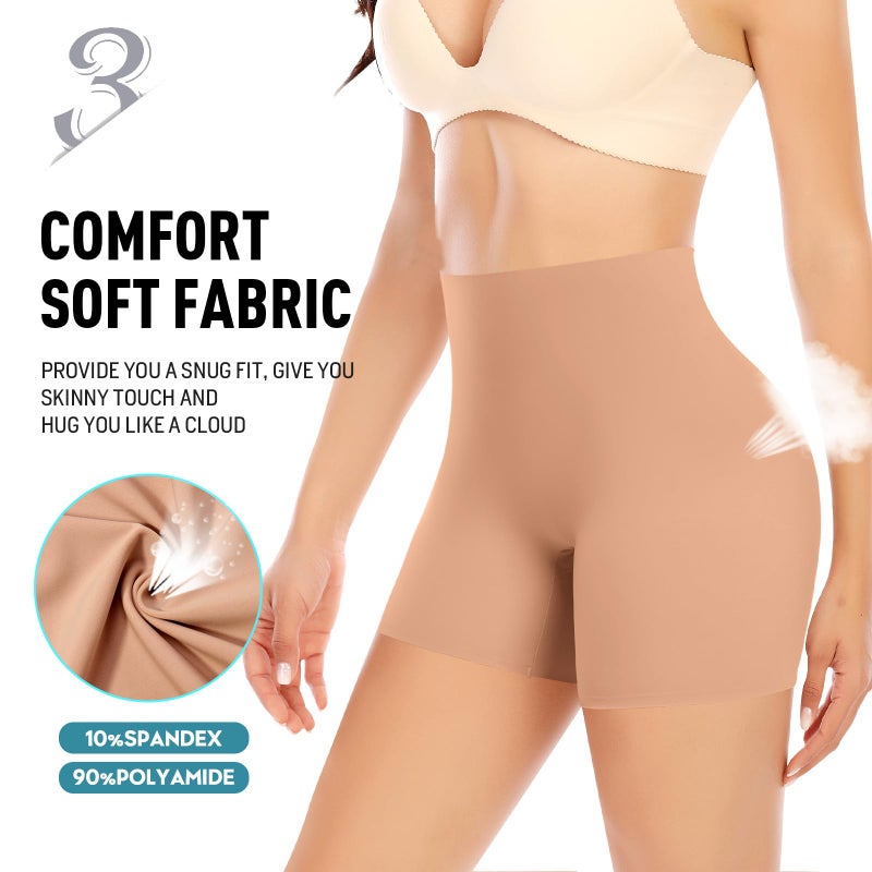Werena Seamless Shaping Boyshorts Panties for Women Slip Shorts Under Dress Shapewear Shorts Tummy Control Underwear (#1 Brown Shorts-6, Medium) - Image 5