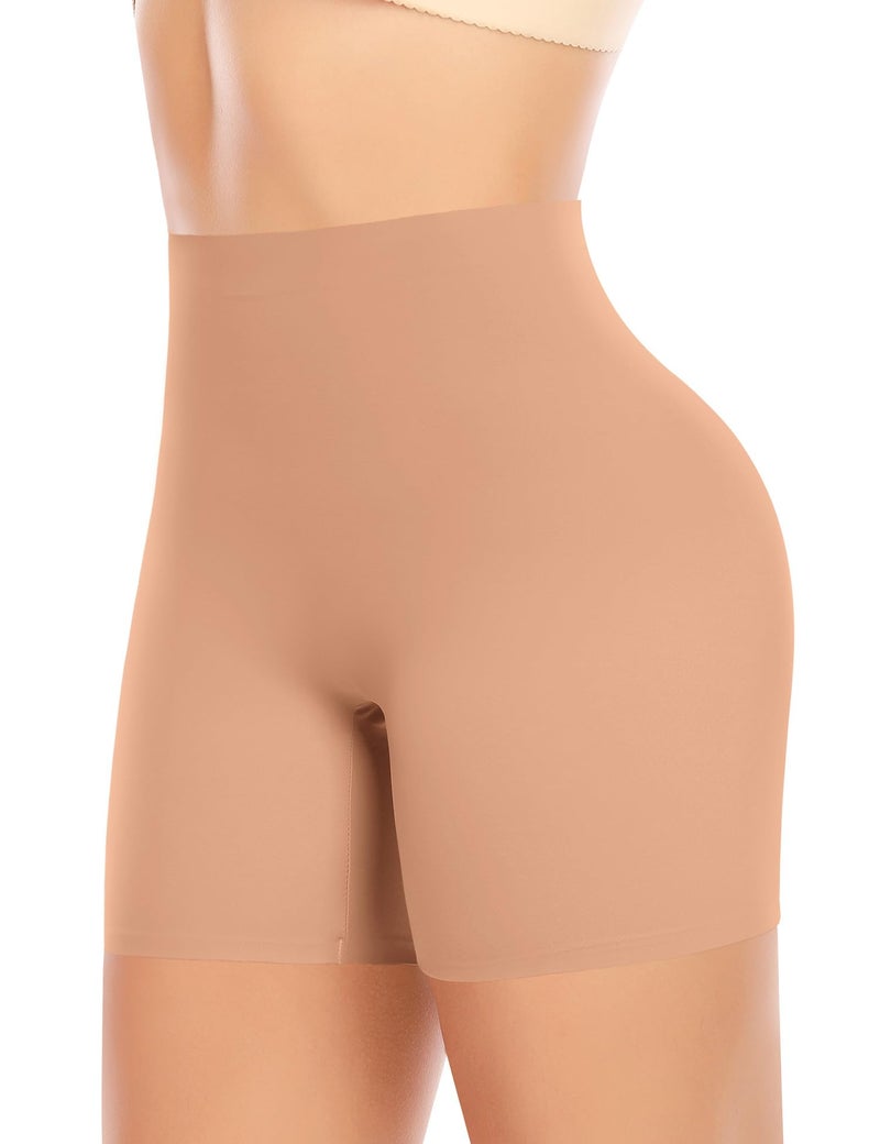 Werena Seamless Shaping Boyshorts Panties for Women Slip Shorts Under Dress Shapewear Shorts Tummy Control Underwear (#1 Brown Shorts-6, Medium) - Image 1
