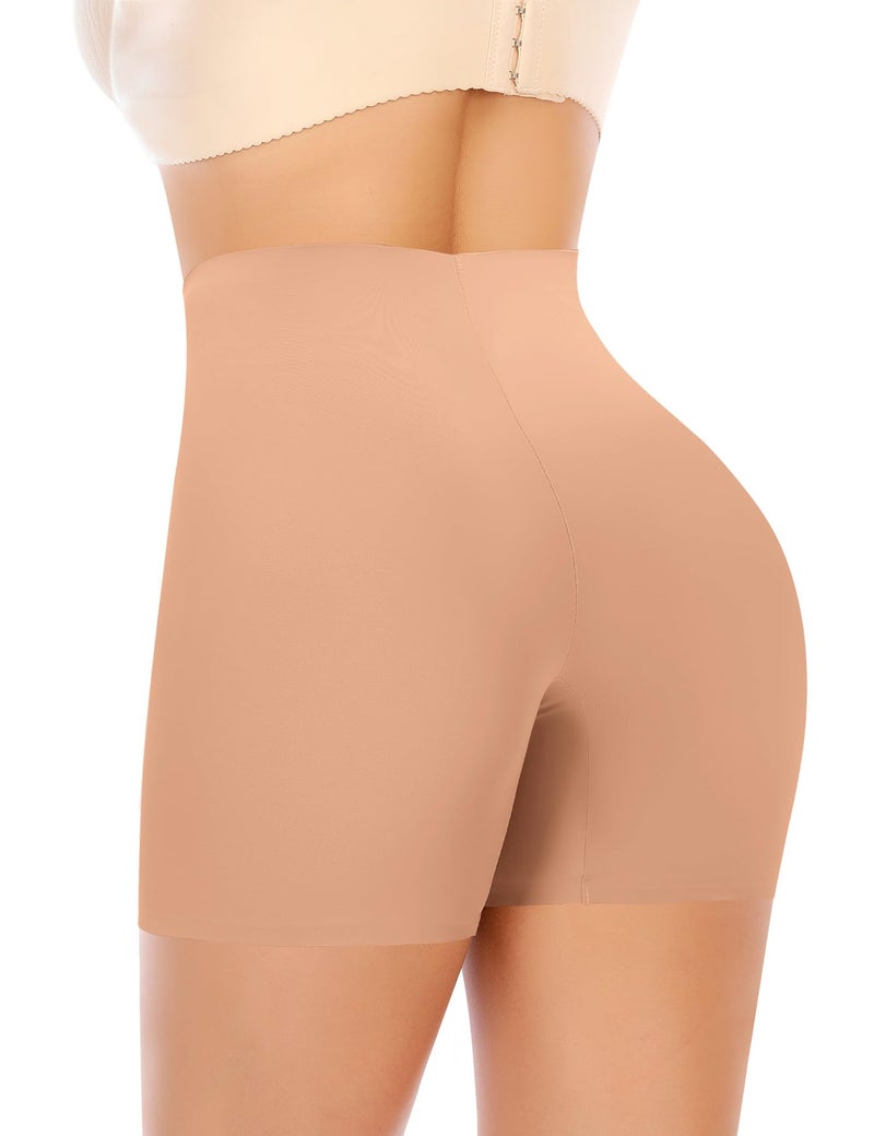 Werena Seamless Shaping Boyshorts Panties for Women Slip Shorts Under Dress Shapewear Shorts Tummy Control Underwear (#1 Brown Shorts-6, Medium) - Image 2