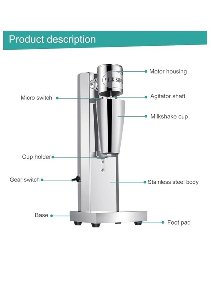 Electric Milk Shaker Machine Drinks Mixer Commercial Milkshake Maker Machine Milkshake Mixer Blenders for Protein Shakes and Mixing Cocktail (Single-head)  - Image 3