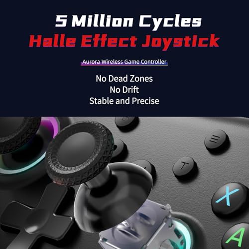 AceGamer Aurora II 2.4G Wireless Bluetooth Controller for PC/Android/Switch/iOS/Switch 2/Steam Deck with Rotary Motors, RGB Hall Effect Joysticks - Upgraded PC Gaming Controller and Back Buttons Lock - Image 2