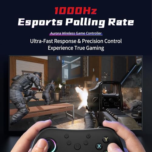AceGamer Aurora II 2.4G Wireless Bluetooth Controller for PC/Android/Switch/iOS/Switch 2/Steam Deck with Rotary Motors, RGB Hall Effect Joysticks - Upgraded PC Gaming Controller and Back Buttons Lock - Image 4