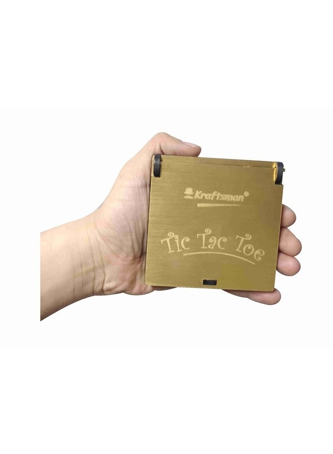 Kraftsman Kraftsman Wooden Tic Tac Toe Mini Golden Finish | Premium Handcrafted Design | Elegant and Compact | High-Quality Wooden Board Game | Perfect for Family Fun | Stylish Home Décor, Portable and Travel-Friendly, Ideal Gift for All Ages, Classic Fun with a Touch of Luxury, Perfect for Parties and Gatherings. - Image 5