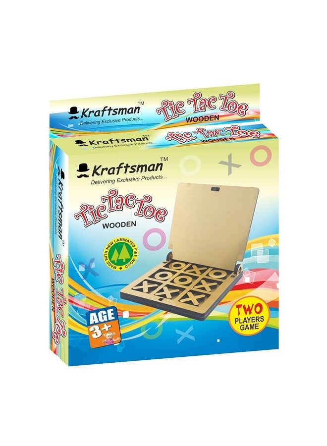 Kraftsman Kraftsman Wooden Tic Tac Toe Mini Golden Finish | Premium Handcrafted Design | Elegant and Compact | High-Quality Wooden Board Game | Perfect for Family Fun | Stylish Home Décor, Portable and Travel-Friendly, Ideal Gift for All Ages, Classic Fun with a Touch of Luxury, Perfect for Parties and Gatherings. - Image 3