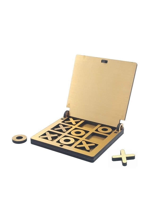 Kraftsman Kraftsman Wooden Tic Tac Toe Mini Golden Finish | Premium Handcrafted Design | Elegant and Compact | High-Quality Wooden Board Game | Perfect for Family Fun | Stylish Home Décor, Portable and Travel-Friendly, Ideal Gift for All Ages, Classic Fun with a Touch of Luxury, Perfect for Parties and Gatherings. - Image 1