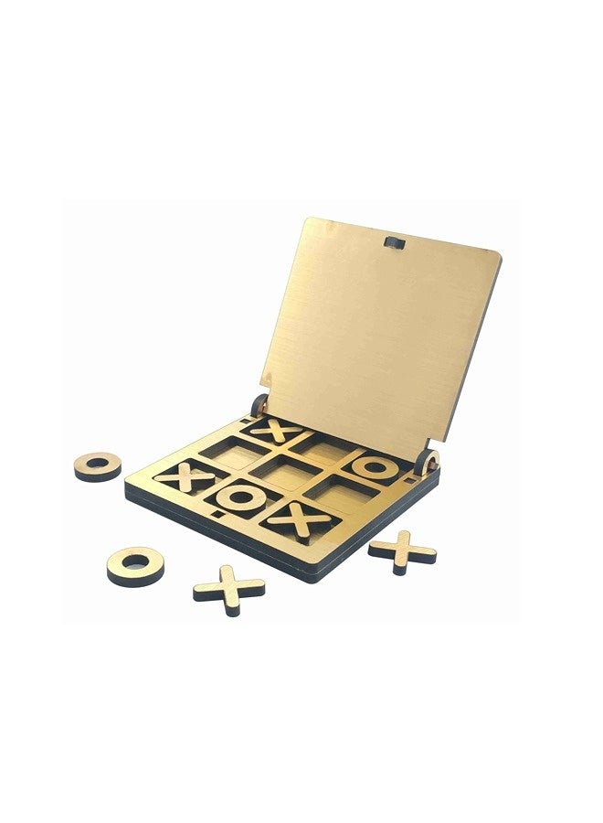 Kraftsman Kraftsman Wooden Tic Tac Toe Mini Golden Finish | Premium Handcrafted Design | Elegant and Compact | High-Quality Wooden Board Game | Perfect for Family Fun | Stylish Home Décor, Portable and Travel-Friendly, Ideal Gift for All Ages, Classic Fun with a Touch of Luxury, Perfect for Parties and Gatherings. - Image 2