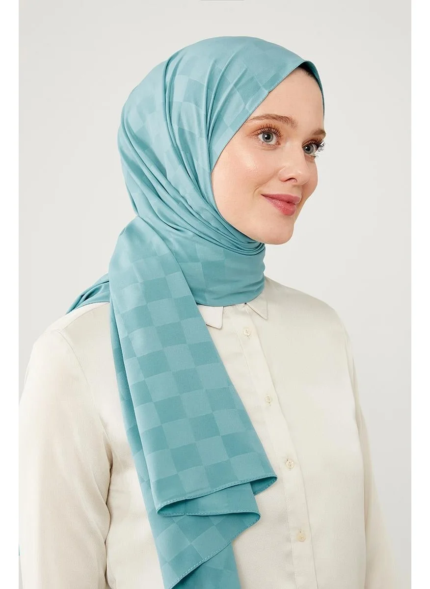 ليفيدور Turquoise Checker Pattern Jacquard Elegance Shawl