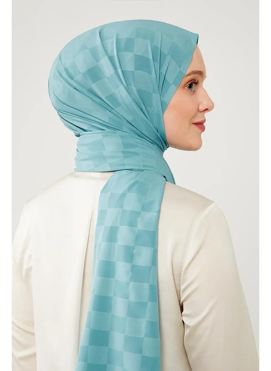 ليفيدور Turquoise Checker Pattern Jacquard Elegance Shawl