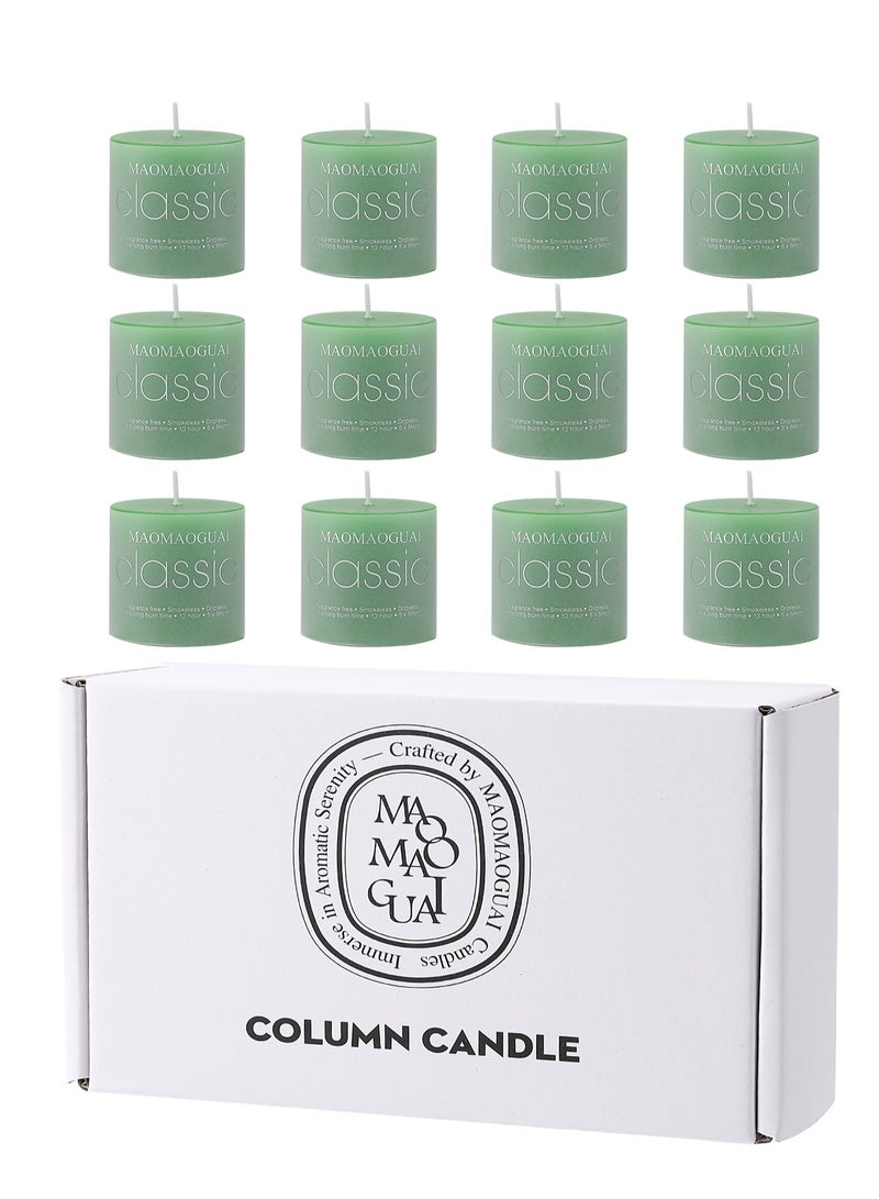 12 Per box of Green Tea blossom scented candles with a cylindrical diameter and height of 5cm/2inch. Natural fragrance smokeless aromatherapy candles Perfect for Wedding, Parties, Spas, Home Gatherings and Dinner - Image 1