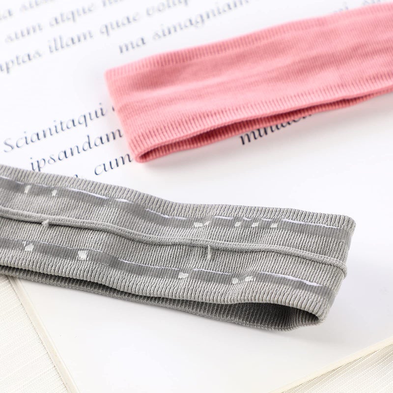 ONEYE Non Slip Headband Workout Headbands for Women Men Solid Sport Headbands Silicone Sweatbands Elastic Sport Hair Bands for Yoga Running Sports Travel Indoor Fitness Gym with 5 PCS - Image 3