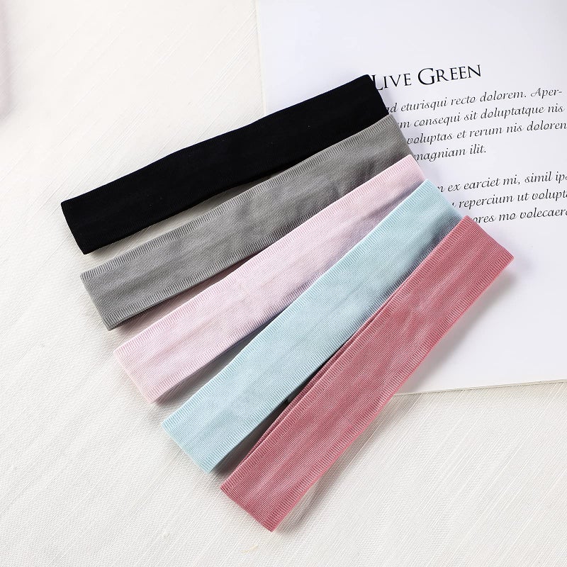 ONEYE Non Slip Headband Workout Headbands for Women Men Solid Sport Headbands Silicone Sweatbands Elastic Sport Hair Bands for Yoga Running Sports Travel Indoor Fitness Gym with 5 PCS - Image 4