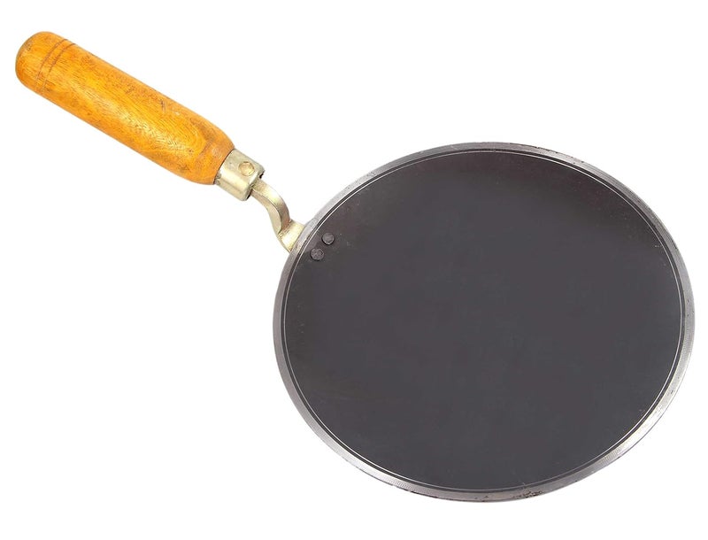 KITCHEN SHOPEE Iron Tawa with steei haedel 9inch Black - Image 1