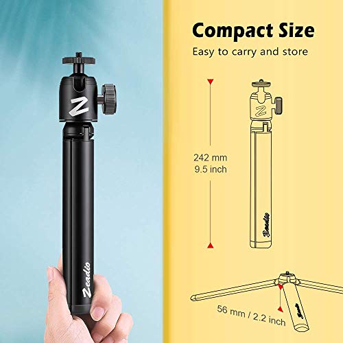 Zeadio Metal Mini Tripod + Ball Head Mount, with 1/4" Screw Desktop Tabletop Stand Tripod, Fits for Smooth4, Crane Plus, Crane2, Ronin-S, Vimble2, Gimbal Handle Grip Stabilizer and All Cameras - Image 5