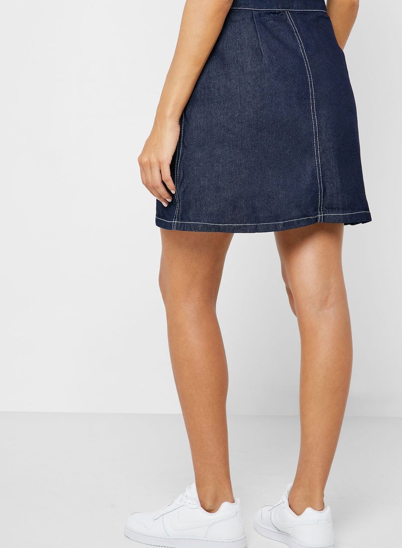 Cotton On Contrast Stitch Denim Skirt  - Image 2