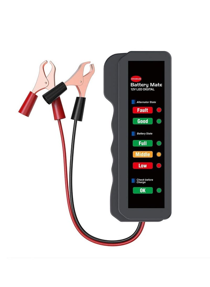 SYOSI 12V Car Battery Tester, Alternator Tester Automotive, Battery Checker, Analyzer to Check Alternator and Battery Charging System, LED Indication - Image 1