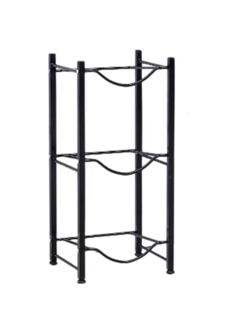 هويتك رف تخزين زجاجات المياه الرأسي ثلاثي الطبقات - 75×34×33 سم صف واحد (أسود) - Image 1