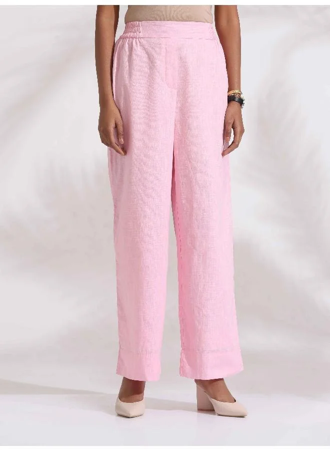 ترو برونز trueBrowns Pink Cotton Embroidered Kurta Set
