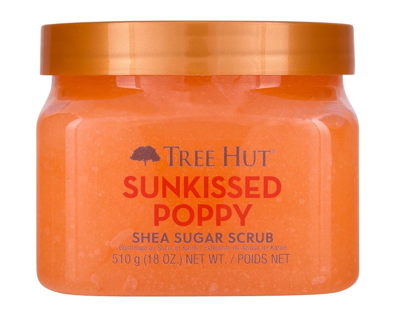 Tree Hut Sunkissed Poppy Shea Sugar Scrub  Exfoliating Body Scrub Removes Dead Dry Skin for a Soft  Hydrated Feel  Nourishing Essential Body Care  18 fl oz