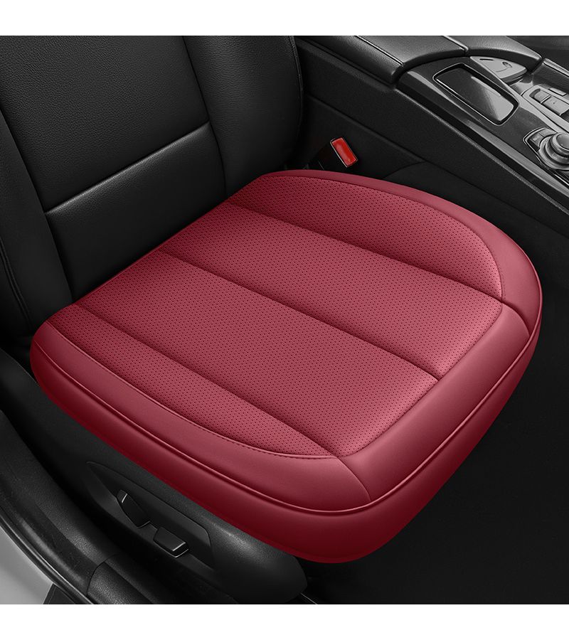 Coffee Brown Single Seat Ergonomic Car Driver And Passenger Cushion With Perforated Faux Leather And Contour Embroidery Full Surround Design - Image 1